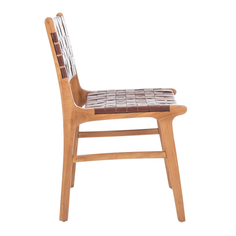 Chaises de salle à manger en cuir tressé avec cadre en bois – Lot de 2