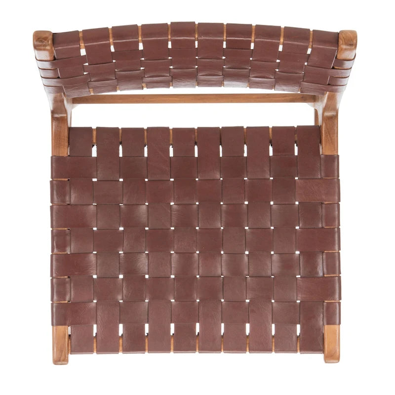 Chaises de salle à manger en cuir tressé avec cadre en bois – Lot de 2