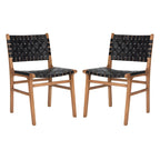 Chaises de salle à manger en cuir tressé avec cadre en bois – Lot de 2