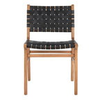 Chaises de salle à manger en cuir tressé avec cadre en bois – Lot de 2