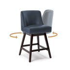 Tabouret de bar pivotant rembourré à hauteur de comptoir de 66 cm avec structure en bois, lot de 4 (50 cm P x 50 cm L x 94 cm H)