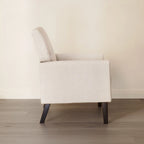 Fauteuil d'appoint en lin de style Mid-Century Modern avec dossier capitonné