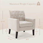 Fauteuil d'appoint en lin de style Mid-Century Modern avec dossier capitonné