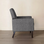 Fauteuil d'appoint en lin de style Mid-Century Modern avec dossier capitonné