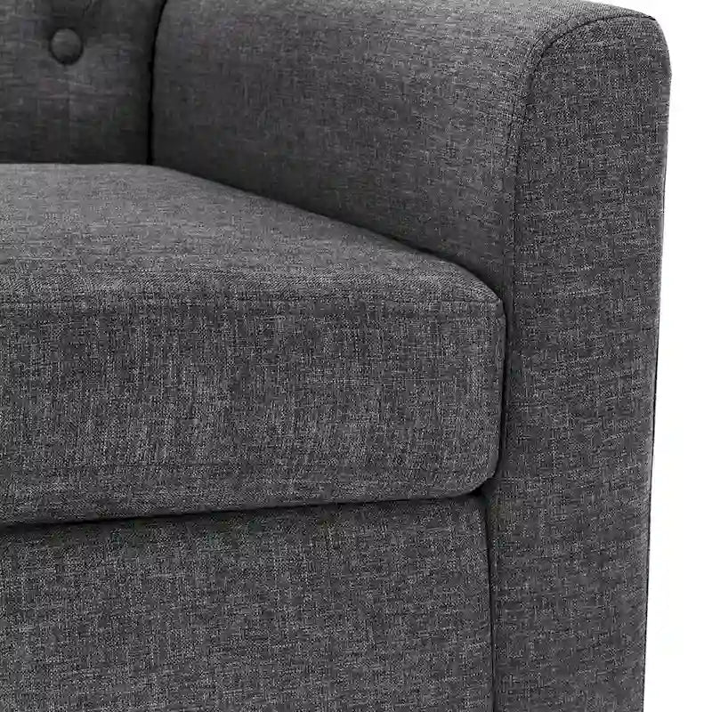 Fauteuil d'appoint en lin de style Mid-Century Modern avec dossier capitonné