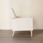 Fauteuil d'appoint en lin de style Mid-Century Modern avec dossier capitonné