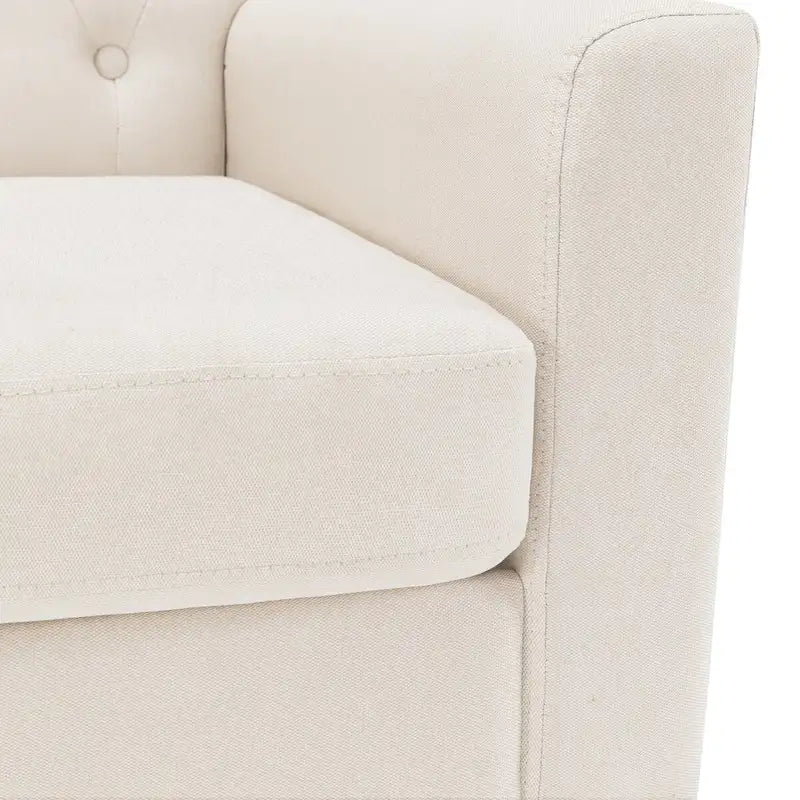 Fauteuil d'appoint en lin de style Mid-Century Modern avec dossier capitonné