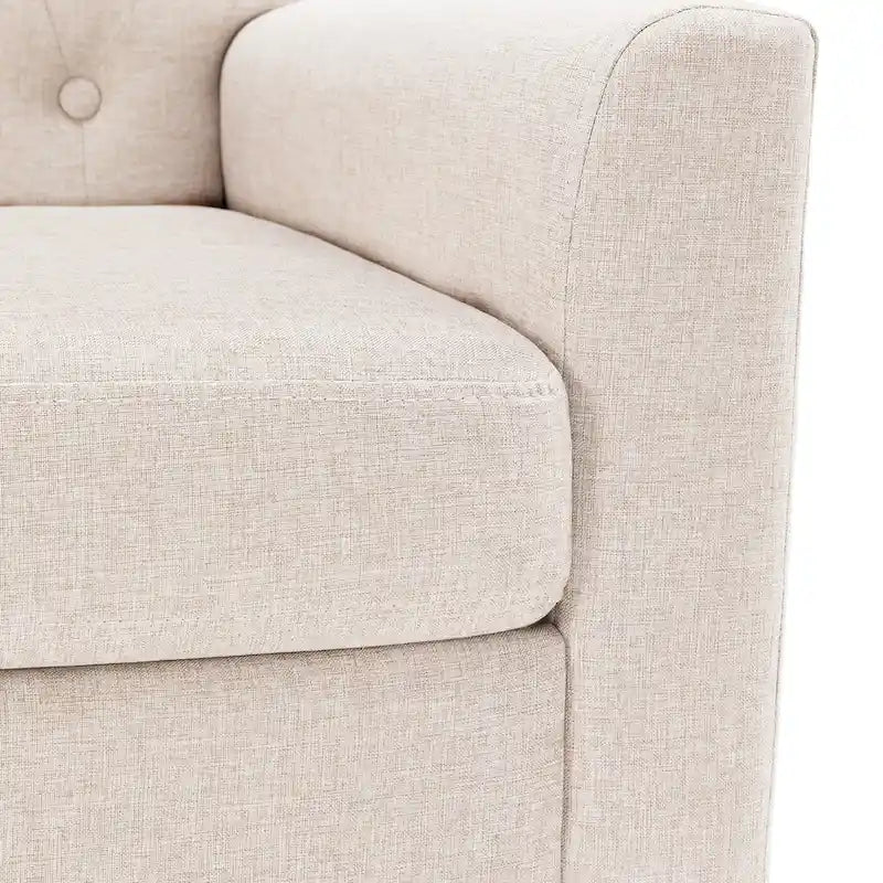 Fauteuil d'appoint en lin de style Mid-Century Modern avec dossier capitonné