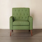 Fauteuil d'appoint en lin de style Mid-Century Modern avec dossier capitonné