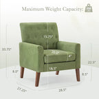 Fauteuil d'appoint en lin de style Mid-Century Modern avec dossier capitonné