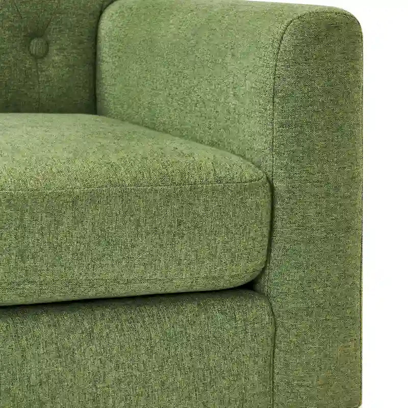 Fauteuil d'appoint en lin de style Mid-Century Modern avec dossier capitonné
