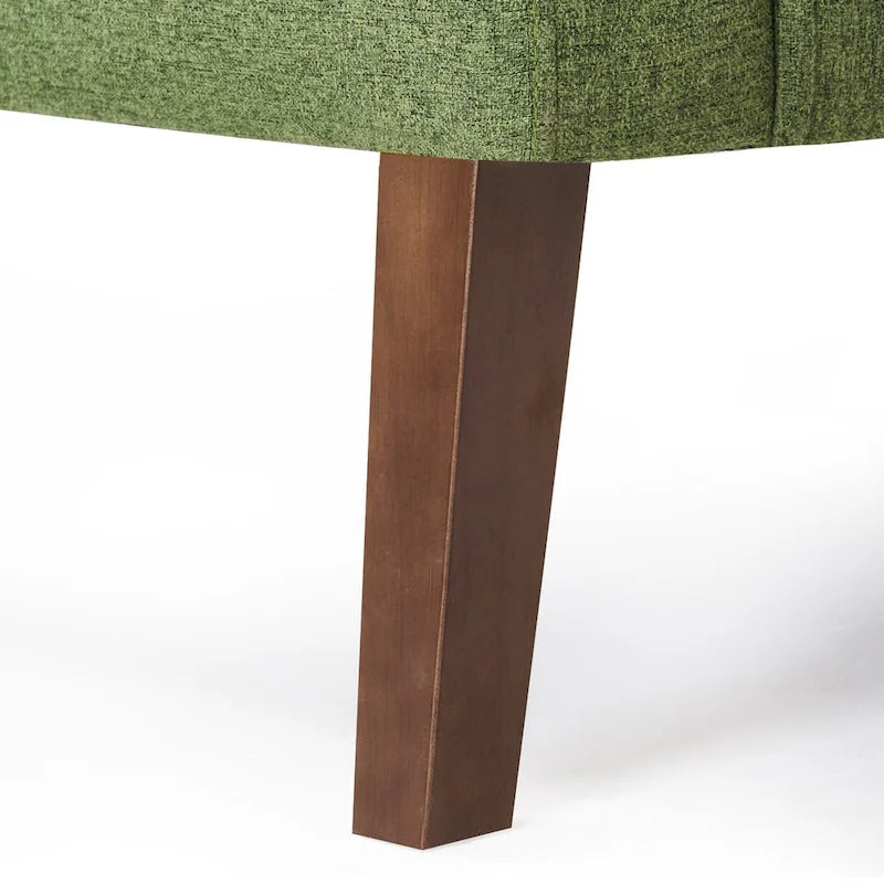 Fauteuil d'appoint en lin de style Mid-Century Modern avec dossier capitonné