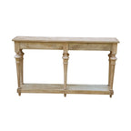 Console traditionnelle de 60 pouces avec étagère inférieure, bois de manguier