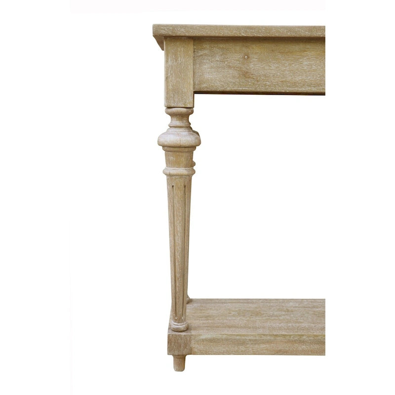 Console traditionnelle de 60 pouces avec étagère inférieure, bois de manguier