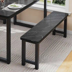 Ensemble table et banc de salle à manger 3 pièces avec surface effet marbre