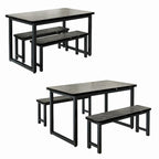 Ensemble table et banc de salle à manger 3 pièces avec surface effet marbre