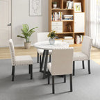 Ensemble de salle à manger cinq pièces avec table en imitation marbre et chaises en bois massif