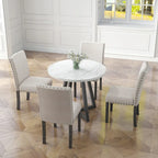 Ensemble de salle à manger cinq pièces avec table en imitation marbre et chaises en bois massif