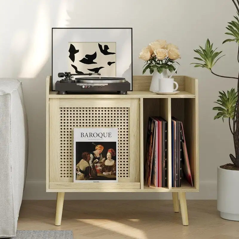 Meuble tourne-disque avec rangement pour disques vinyles