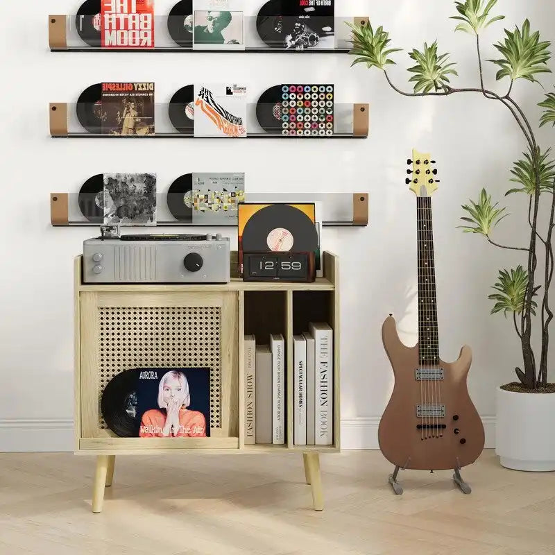Meuble tourne-disque avec rangement pour disques vinyles