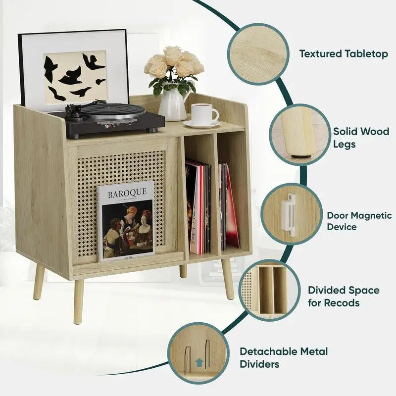 Meuble tourne-disque avec rangement pour disques vinyles