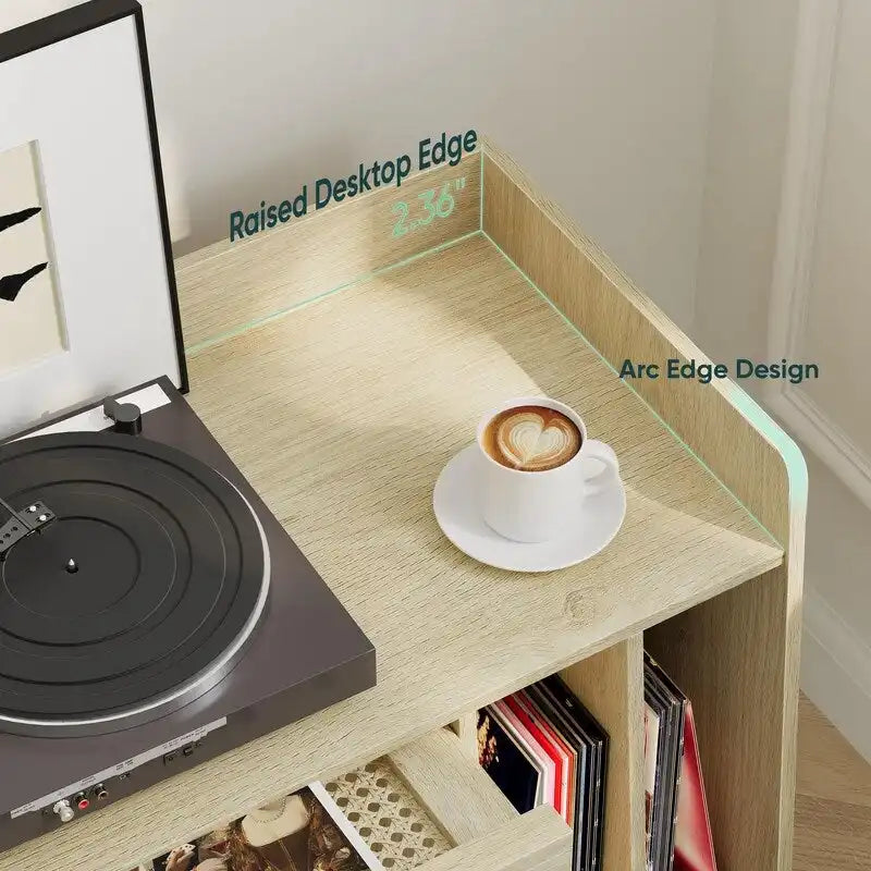 Meuble tourne-disque avec rangement pour disques vinyles