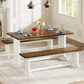 Ensemble table à manger de style ferme en bois massif de 47 pouces (avec 2 bancs)