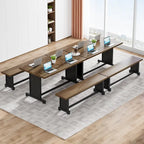 Ensemble table à manger de style ferme en bois massif de 47 pouces (avec 2 bancs)