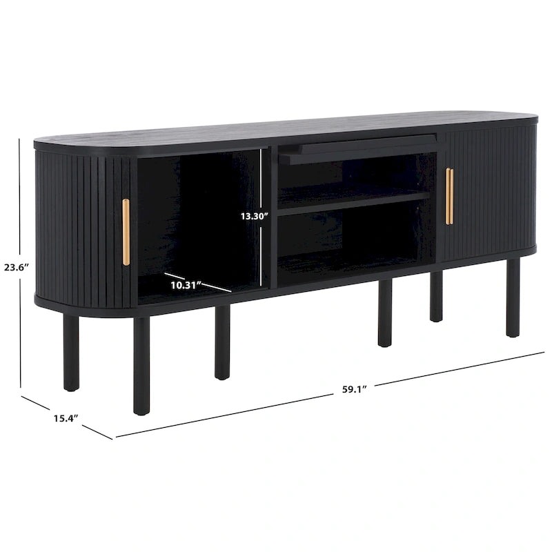 Meuble TV 2 portes tambour et 1 porte vitrée - 59Lx15Px24H