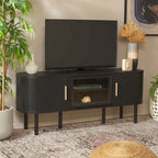 Meuble TV 2 portes tambour et 1 porte vitrée - 59Lx15Px24H