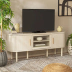 Meuble TV 2 portes tambour et 1 porte vitrée - 59Lx15Px24H