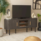 Meuble TV 2 portes tambour et 1 porte vitrée - 59Lx15Px24H