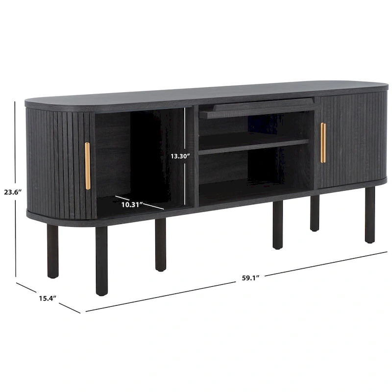 Meuble TV 2 portes tambour et 1 porte vitrée - 59Lx15Px24H