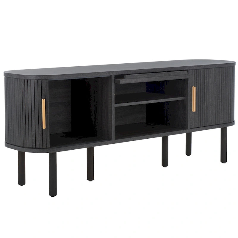 Meuble TV 2 portes tambour et 1 porte vitrée - 59Lx15Px24H