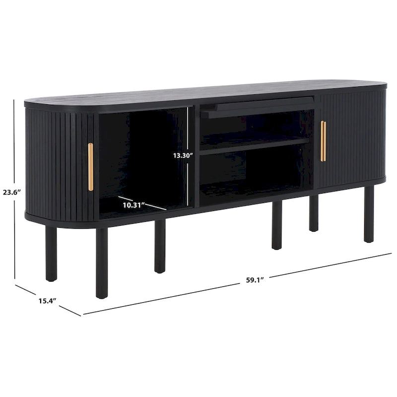 Meuble TV 2 portes tambour et 1 porte vitrée - 59Lx15Px24H