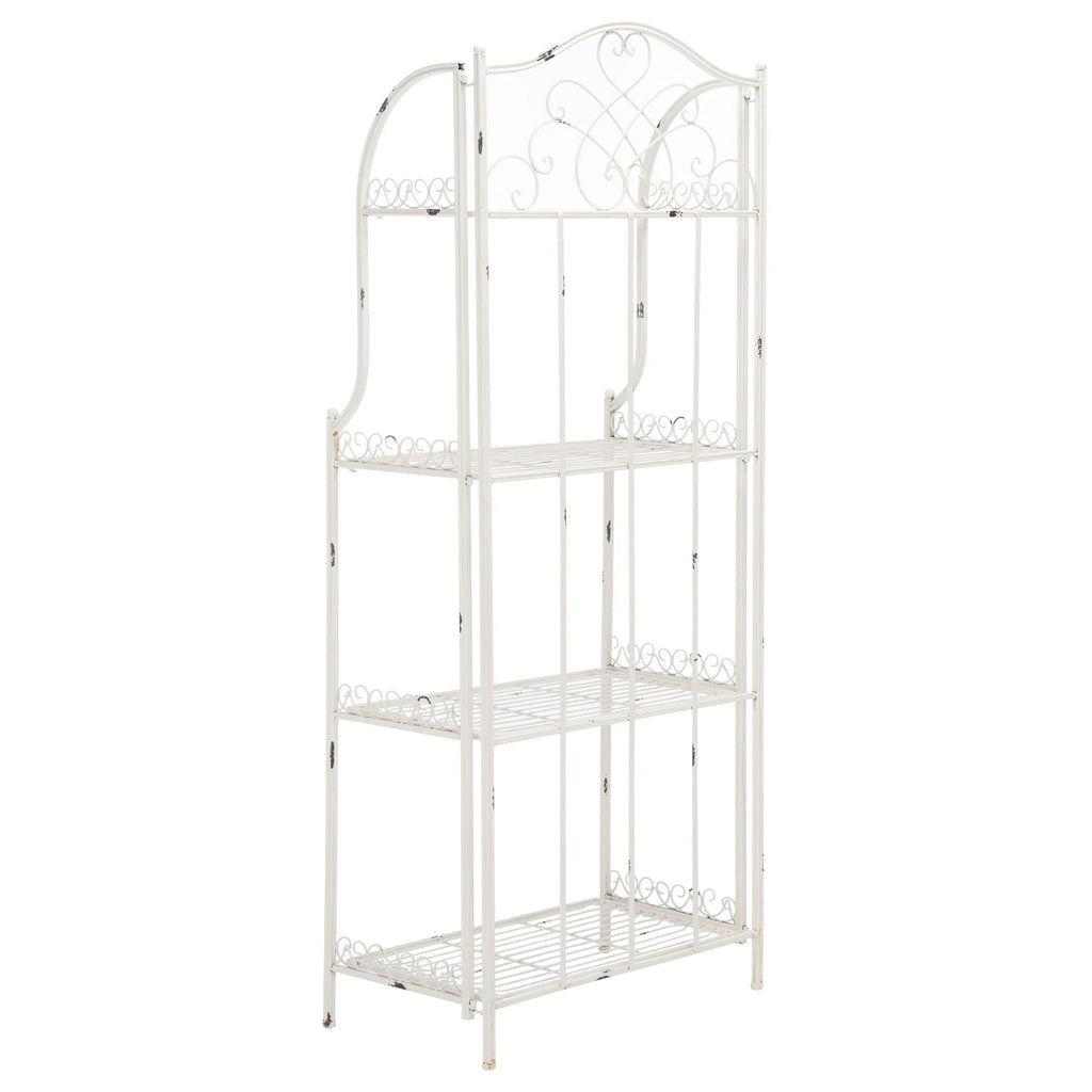 SAFAVIEH Bryn Étagère de boulanger d'extérieur victorienne en fer forgé à 4 niveaux - 63,5 cm l x 38,1 cm P x 160 cm H - 25L x 15P x 63H
